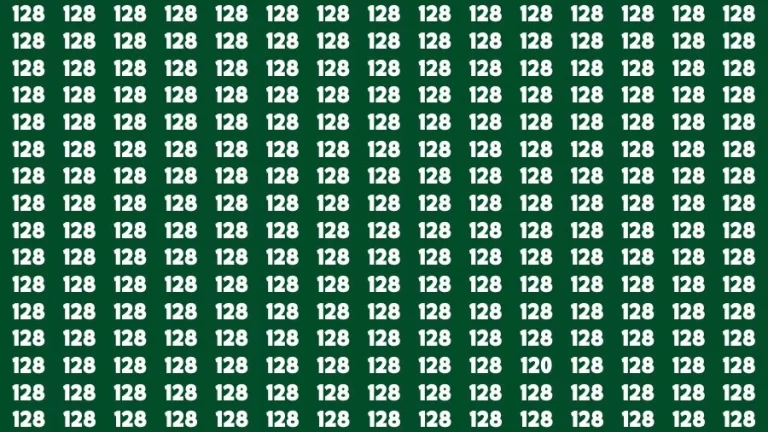 Optical Illusion Brain Challenge: If you have Sharp Eyes Find the Number 120 among 128 in 15 Secs