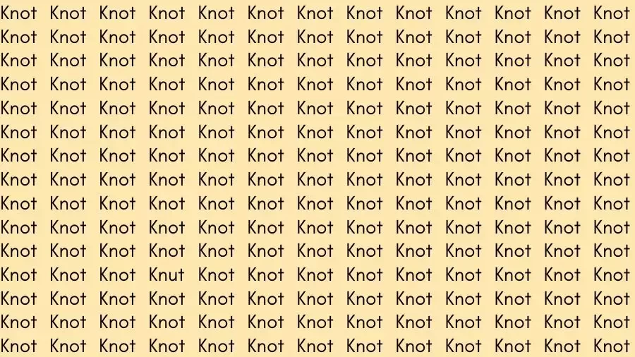 Visual Test: If you have Eagle Eyes find the Word Knut among Knot in 12 Secs