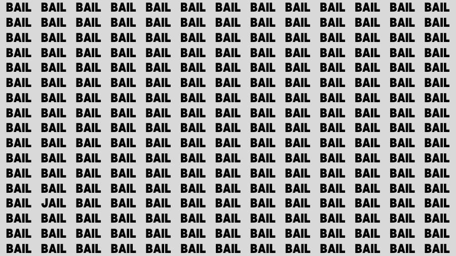 Optical Illusion Brain Challenge: If you have 50/50 Vision Find the Word Jail among Bail in 12 Secs