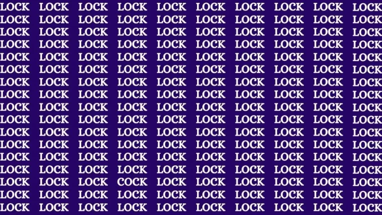 Optical Illusion Brain Challenge: If you have Sharp Eyes Find the Word Cock among Lock in 20 Secs