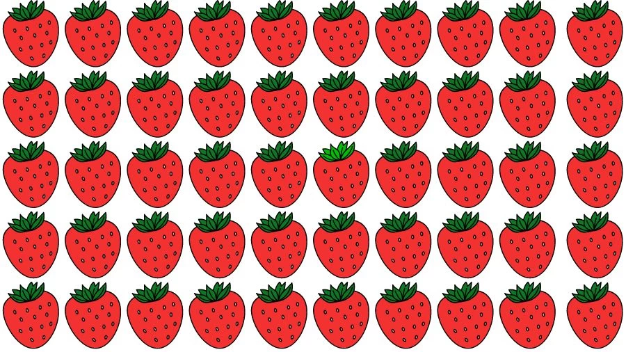 Optical Illusion Brain Challenge: If you have Eagle Eyes find the Odd Strawberry in 15 Seconds