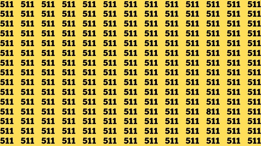 Observation Skill Test: If you have Sharp Eyes Find the Number 811 among 511 in 15 Secs