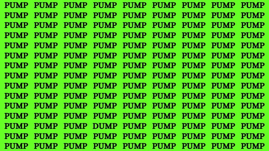 Optical Illusion Brain Challenge: If you have Sharp Eyes Find the Word Dump among Pump in 20 Secs