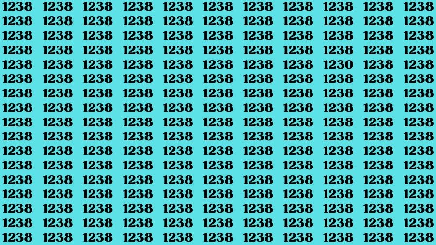 Optical Illusion Brain Challenge: If you have Sharp Eyes Find the Number 1230 among 1238 in 15 Secs