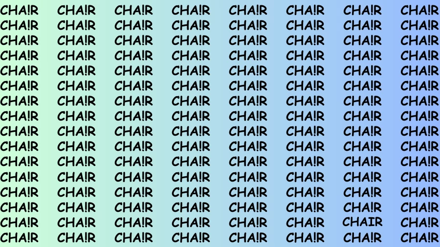 Test Visual Acuity: If you have Eagle Eyes Find the word Chair in 15 Secs