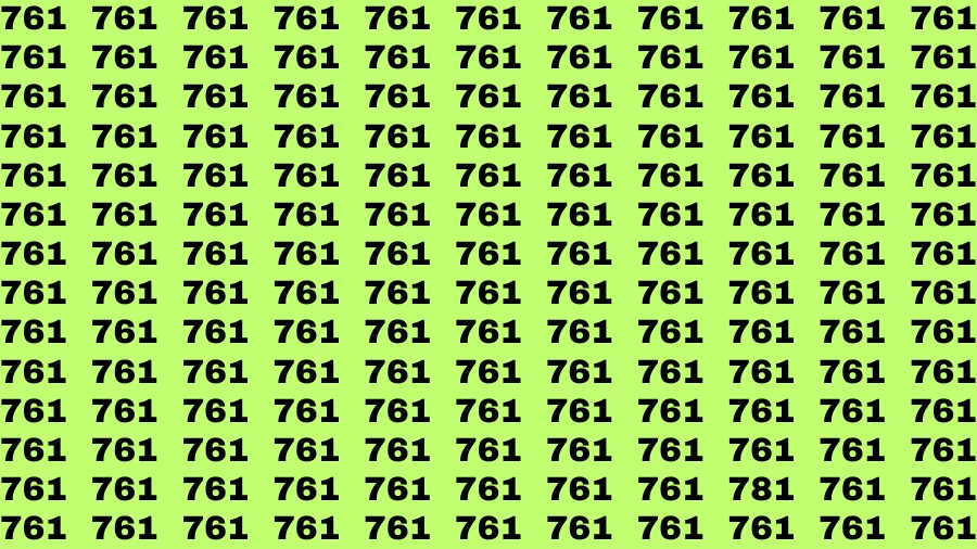 Observation Brain Challenge: If you have Hawk Eyes Find the Number 781 among 761 in 15 Secs