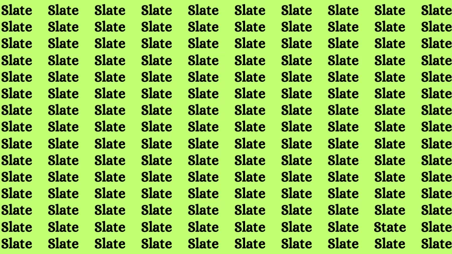 Observation Find it Out: If you have Sharp Eyes Find the Word State among Slate in 15 Secs