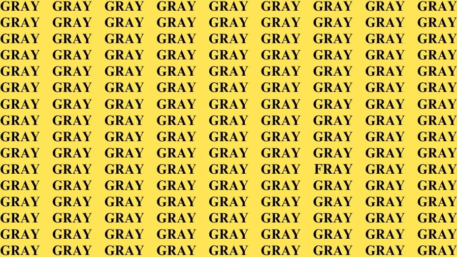 Optical Illusion Eye Test: If you have Keen Eyes Find the Word Fray among Gray in 15 Secs