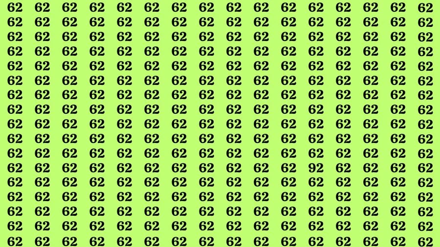 Optical Illusion Visual Test: If you have Eagle Eyes Find the Number 92 among 62 in 15 Secs