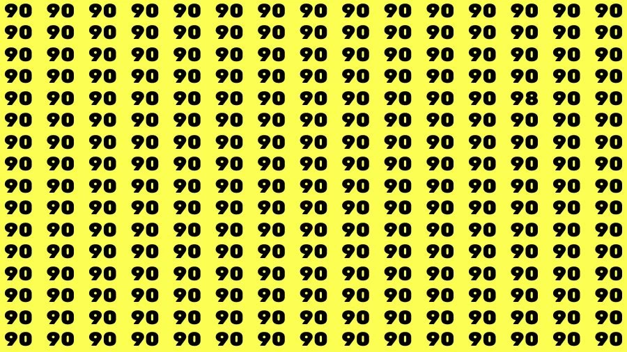 Optical Illusion Brain Challenge: If you have Hawk Eyes Find the Number 98 among 90 in 15 Secs