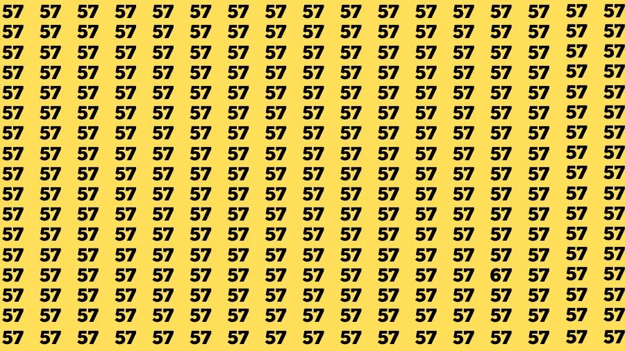 Optical Illusion Eye Test: If you have Sharp Eyes Find the Number 67 among 57 in 15 Secs