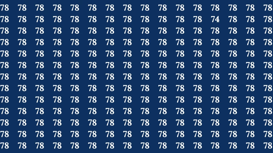 Observation Visual Test: If you have 50/50 Vision Find the Number 74 among 78 in 15 Secs