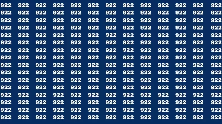 Test Visual Acuity: If you have Eagle Eyes Find the number 822 in 10 Secs