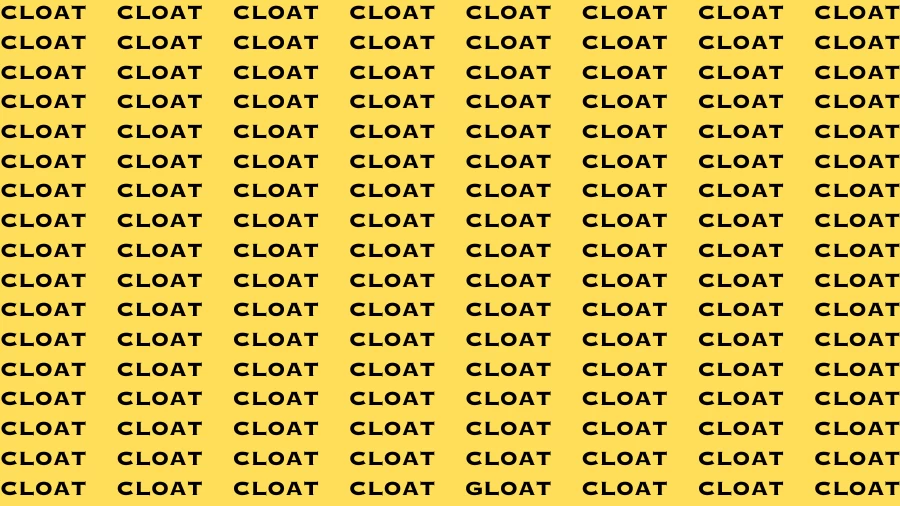 Observation Brain Test: If you have Sharp Eyes Find the word Gloat in 20 Secs