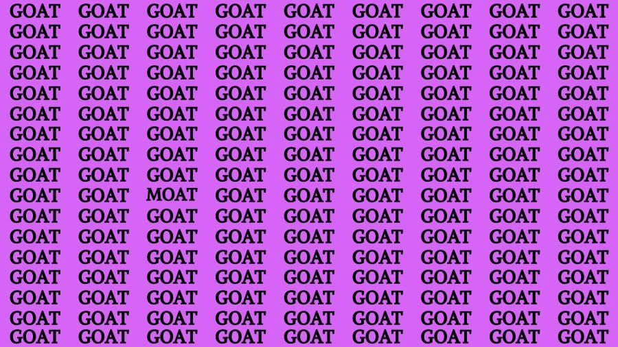 Observation Skill Test: If you have Keen Eyes Find the Word Moat among Goat in 15 Secs