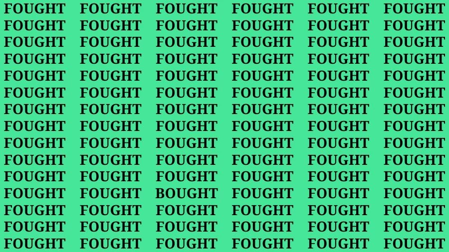 Optical Illusion Brain Test: If you have Eagle Eyes Find the Word Bought among Fought in 15 Secs