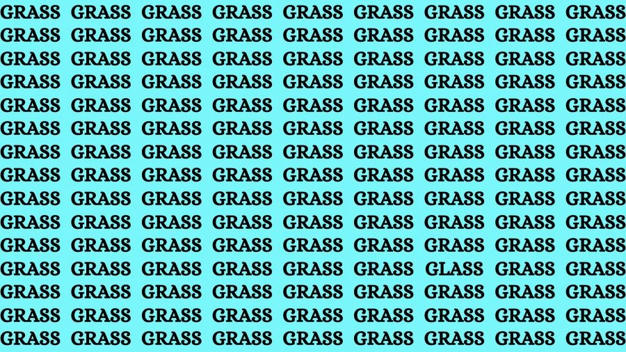 Observation Skill Test: If you have Sharp Eyes Find the Word Glass among Grass in 20 Secs