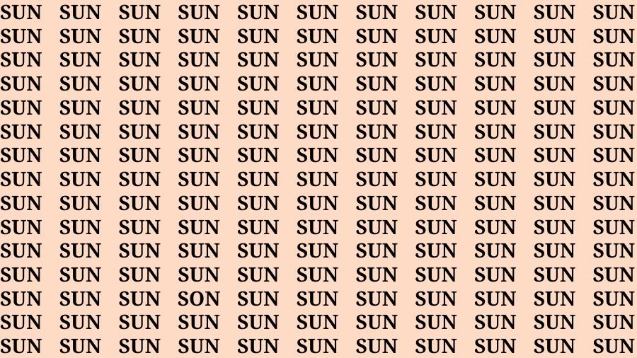 Optical Illusion Brain Test: If you have Eagle Eyes Find the Word Son among Sun in 15 Secs