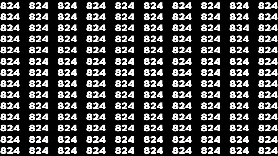 Optical Illusion Brain Challenge: If you have Hawk Eyes Find the Number 834 among 824 in 15 Secs