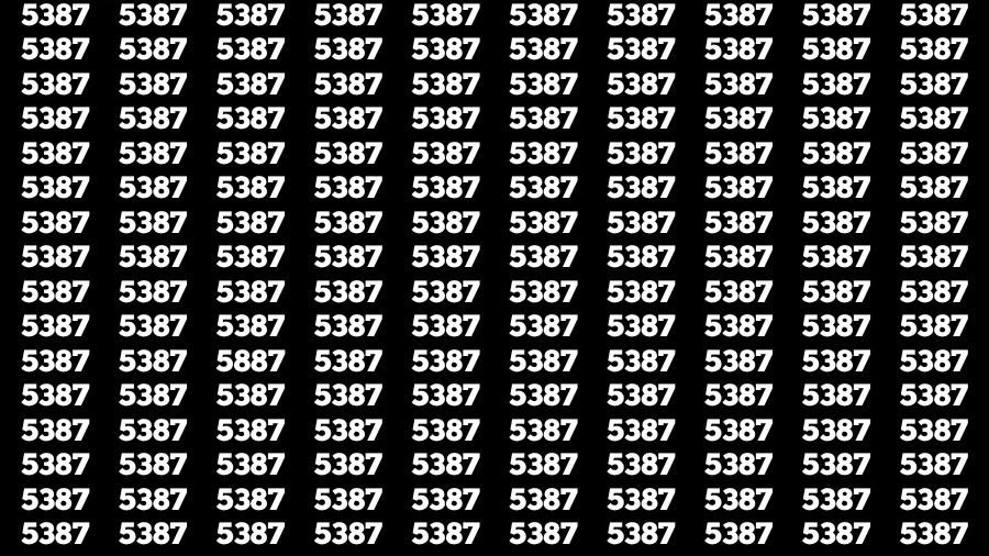 Observation Skill Test: If you have Sharp Eyes Find the Number 5887 among 5387 in 15 Secs