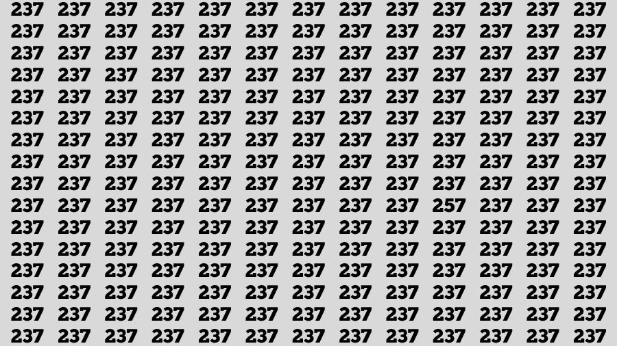 Optical Illusion Brain Test: If you have Eagle Eyes Find the Number 257 among 237 in 15 Secs