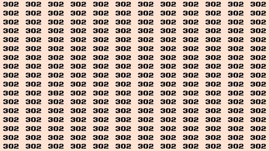 Observation Brain Challenge: If you have Eagle Eyes Find the number 382 among 302 in 12 Secs