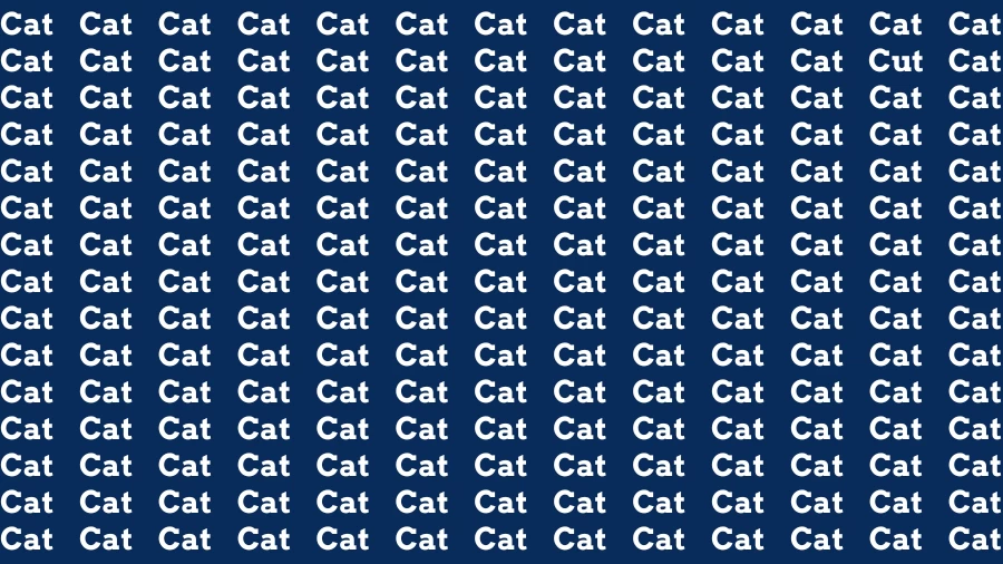 Observation Visual Test: If you have Hawk Eyes Find the word Cut among Cat in 15 Secs