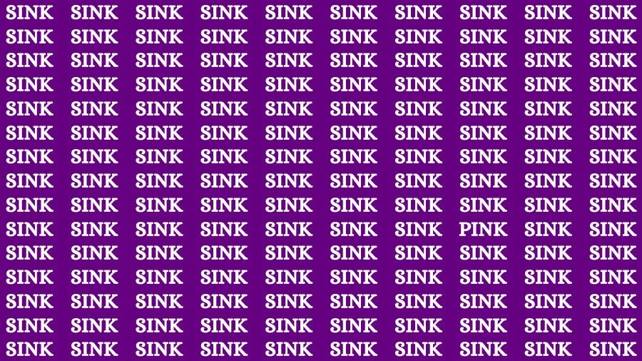 Observation Skill Test: If you have Sharp Eyes Find the Word Pink among Sink in 20 Secs