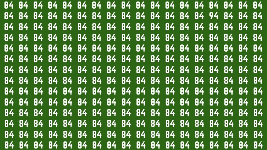 Observation Visual Test: If you have 50/50 Vision Find the Number 94 among 84 in 15 Secs