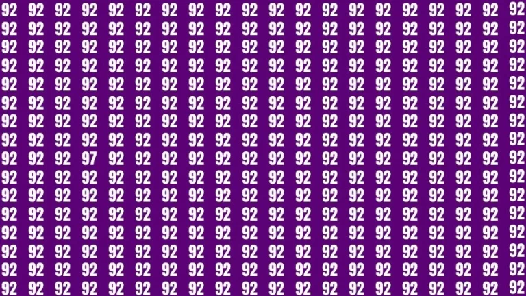 Optical Illusion Brain Test: If you have Eagle Eyes Find the Number 97 among 92 in 15 Secs