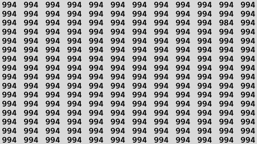 Observation Visual Test: If you have 50/50 Vision Find the Number 984 among 994 in 12 Secs