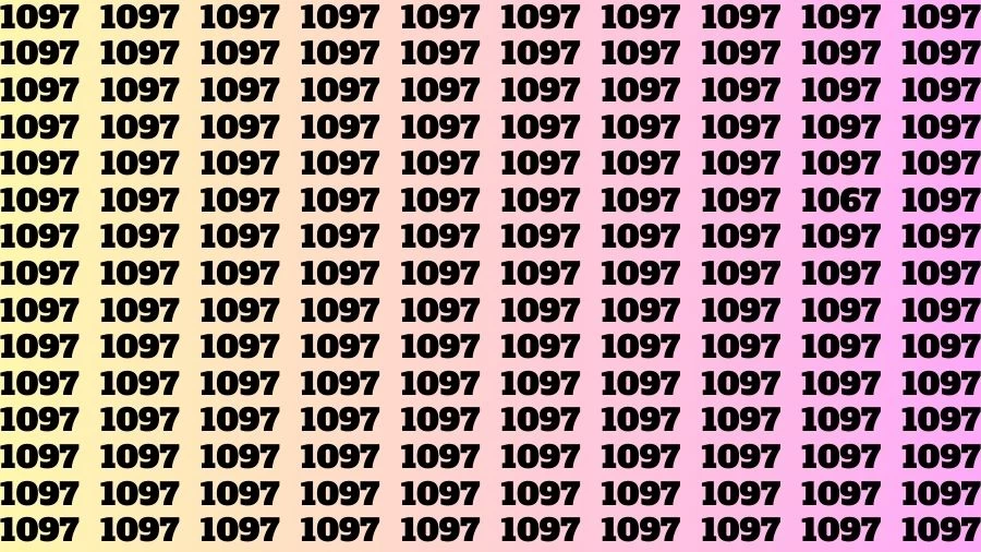 Optical Illusion Brain Challenge: If you have 50/50 Vision Find the number 1067 among 1097in 12 Secs