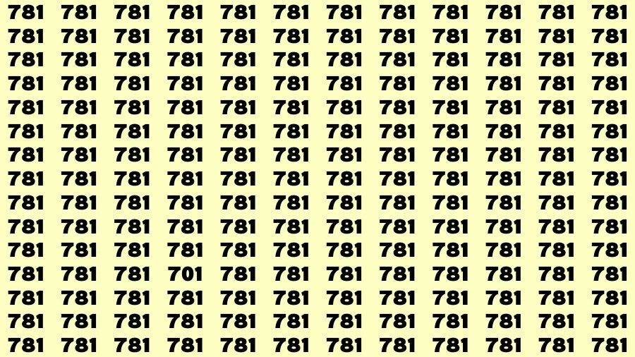 Optical Illusion Brain Test: If you have Sharp Eyes Find the number 701 in 781 Secs