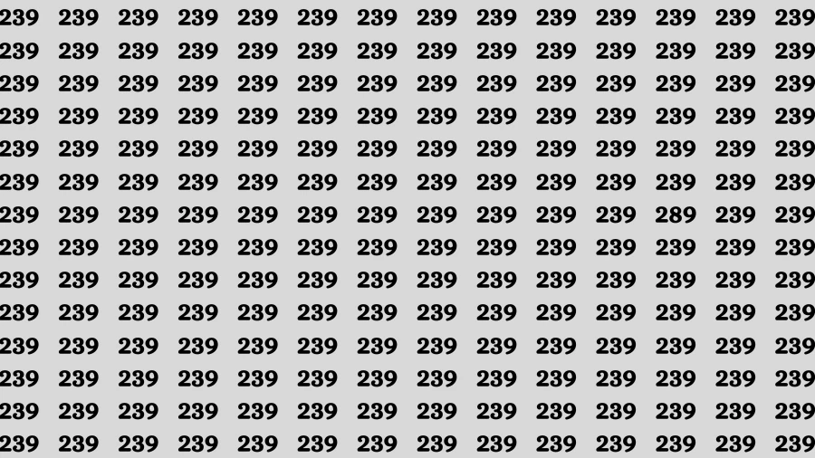 Observation Brain Challenge: If you have Hawk Eyes Find the Number 289 among 239 in 15 Secs