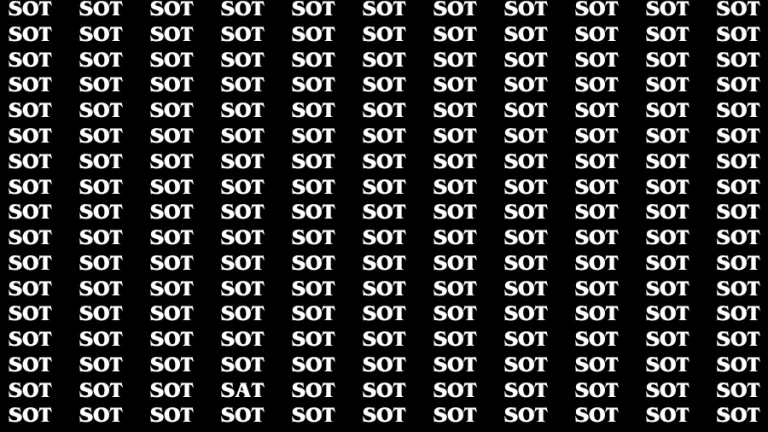 Observation Brain Challenge: If you have Eagle Eyes Find the word Sat In 18 Secs