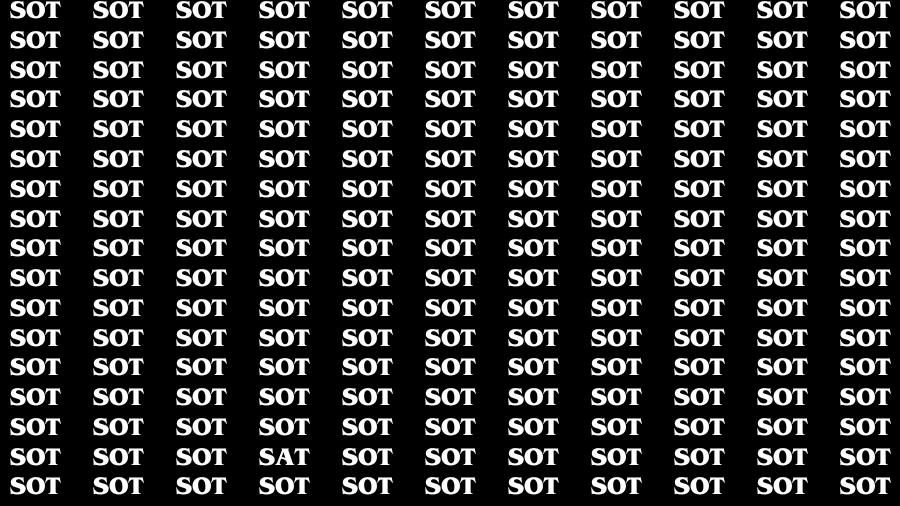 Observation Brain Challenge: If you have Eagle Eyes Find the word Sat In 18 Secs