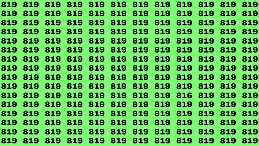 Optical Illusion Brain Challenge: If you have 50/50 Vision Find the number 816 among 819 in 12 Secs