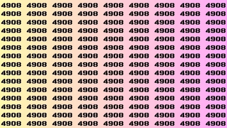 Optical Illusion Brain Challenge: If you have 50/50 Vision Find the number 4988 among 4908 in 12 Secs