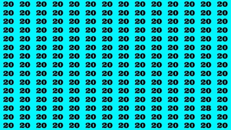 Observation Visual Test: If you have 50/50 Vision Find the number 28 among 20 in 14 Secs