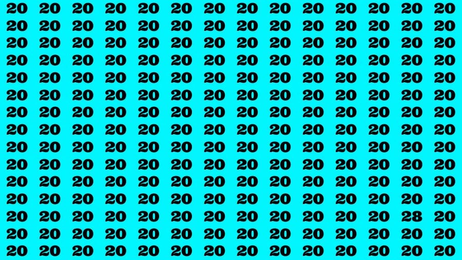 Observation Visual Test: If you have 50/50 Vision Find the number 28 among 20 in 14 Secs