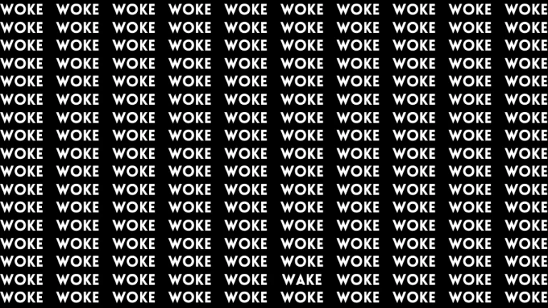 Observation Visual Test: If you have Sharp Eyes Find the word Wake in 20 Secs