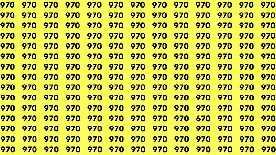 Optical Illusion Brain Test: If you have Eagle Eyes Find the Number 670 among 970 in 15 Secs