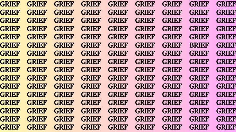 Observation Brain Challenge: If you have Eagle Eyes Find the word Brief among Grief in 12 Secs