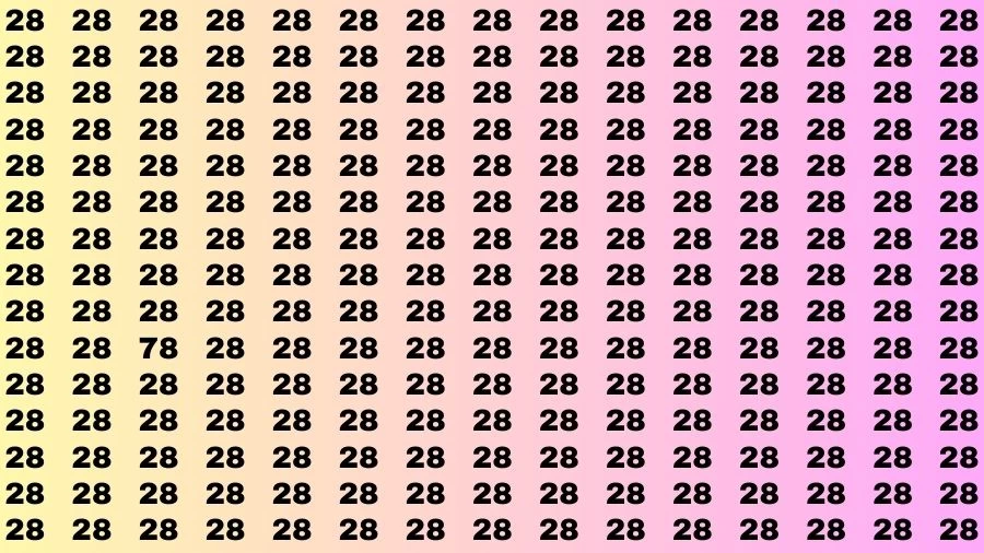 Observation Skill Test: If you have Sharp Eyes Find the Number 78 among 28 in 15 Secs