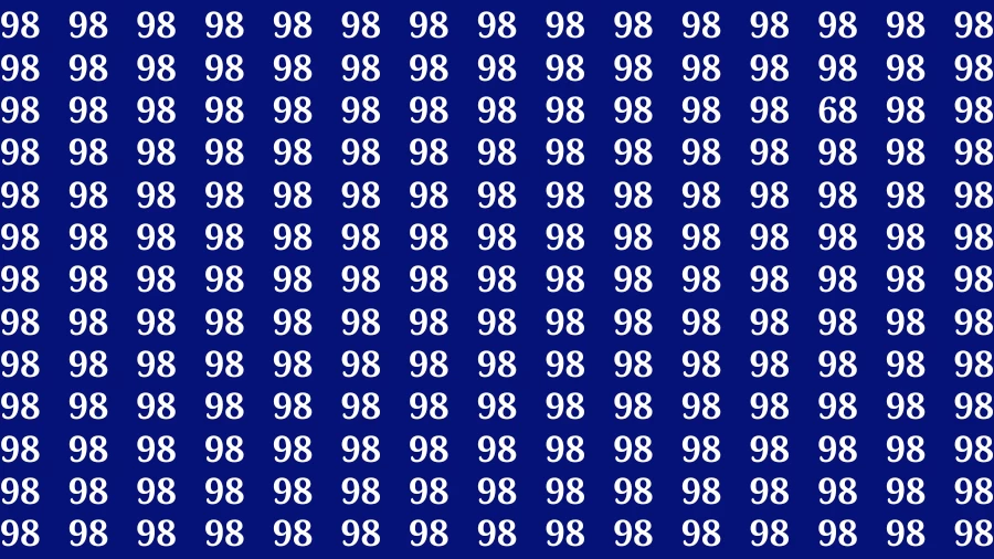 Observation Brain Challenge: If you have Hawk Eyes Find the Number 68 among 98 in 15 Secs