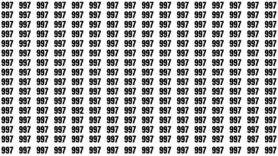 Observation Skill Test: If you have Sharp Eyes Find the Number 992 among 997 in 15 Secs