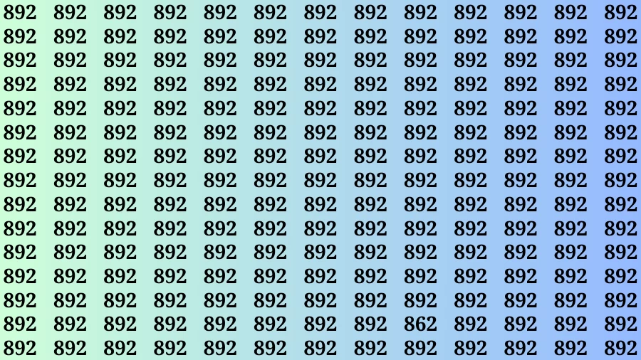 Brain Test: If you have Eagle Eyes Find the Number 862 among 892 in 15 Secs