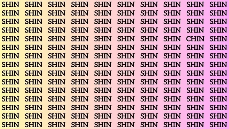 Observation Skill Test: If you have 50/50 Vision Find the Word Chin in 12 Secs