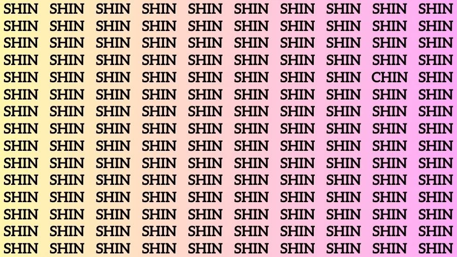 Observation Skill Test: If you have 50/50 Vision Find the Word Chin in 12 Secs