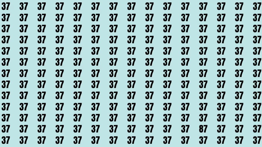 Observation Brain Test: If you have 50/50 Vision Find the Number 87 among 37 in 15 Secs